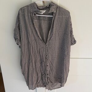 Acacia Swimwear Black and White Striped Button Down Shirt